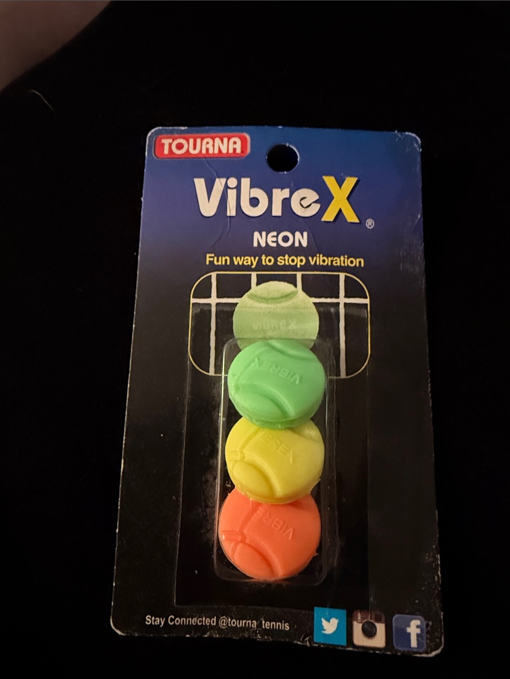 New Tourna VibreX Neon Dampeners - Green, Yellow, Orange for Tennis Rackets